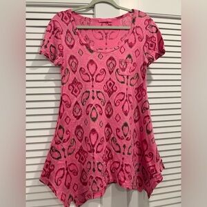 EUC Fresh Produce Pink Patterned‎ Women's Top size XS